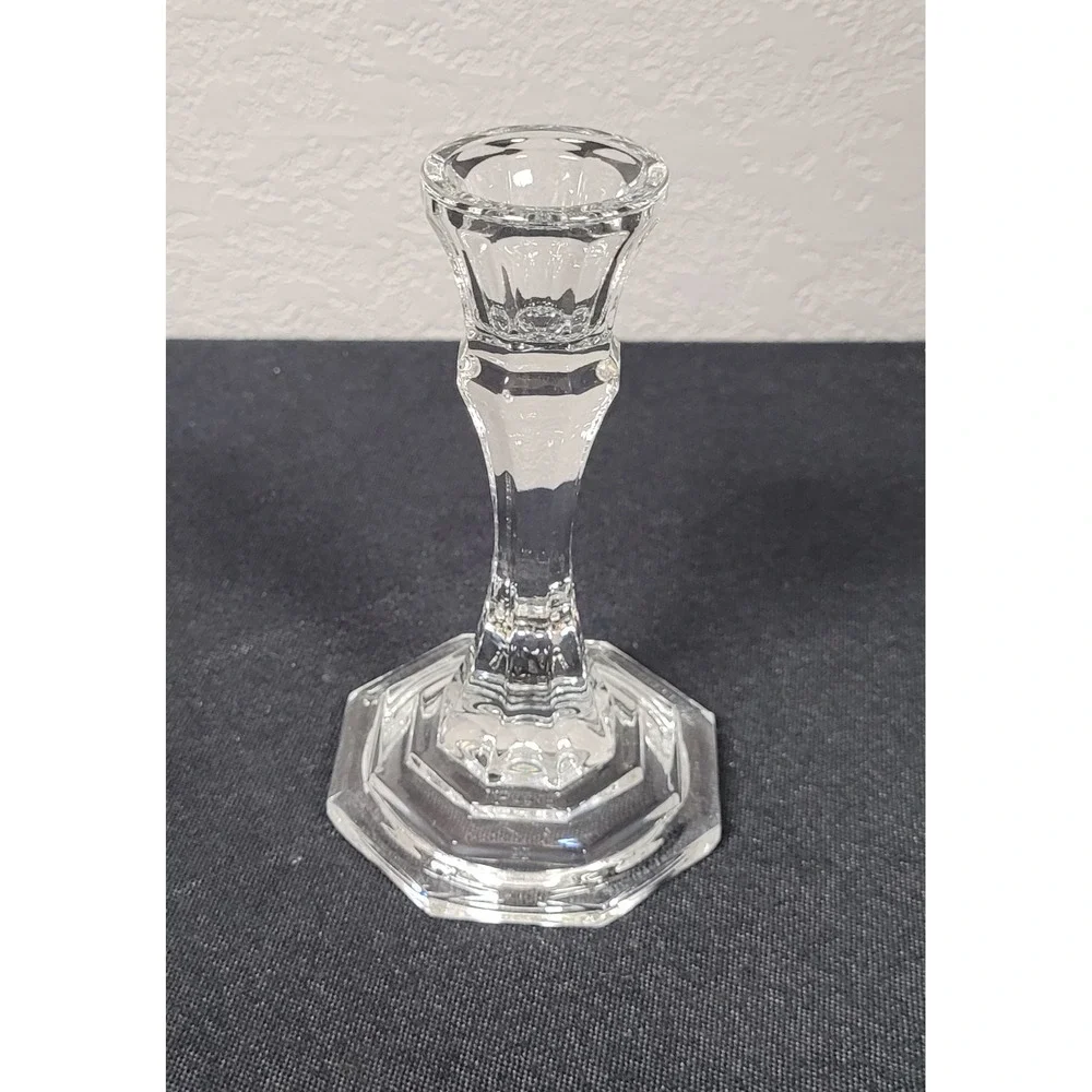 Vtg Clear Pressed Glass Taper Candlestick Holder 5
